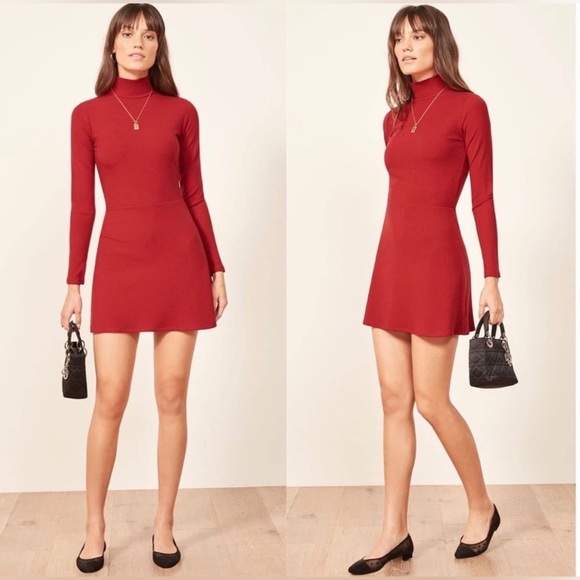 Reformation Dresses & Skirts - NWOT Reformation Maya Turtleneck Mini Dress in Red Size Small